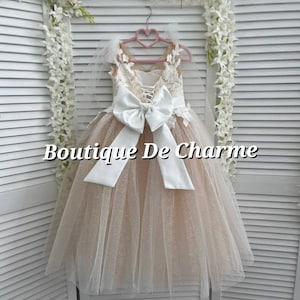 Glitter flower girl dress, Girl wedding dress,Lace flower girl dress,Tutu dress,Tulle flower girl dress,Girl party dress,Toddler white dress