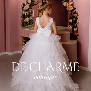 Flower girl dress,Junior bridesmaid dress,Party dresses for girl,Tulle flower girl dress,Sparkling dress girl,Tutu dress,Toddler dress