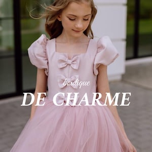 Pink flower girl dress toddler,Girl wedding dress,Dress with bows,Tulle flower girl dress,Tutu dress,Satin dress baby girl,Girl ball gown