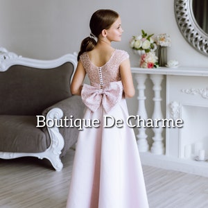 Luxury flower girl dress, Junior bridesmaid dress, Tutu dress, Satin flower girl dress, Pink flower girl dress, Princess flower girl dress