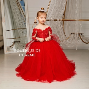 Red and silver flower girl dresses store
