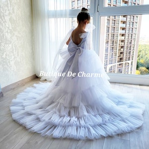 Rustic flower girl dress, Girl wedding dress, White flower girl dress, Tulle flower girl dress, Tutu dress, Toddler dress, Satin dress girl