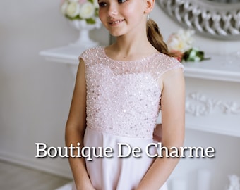 Paillettenkleid Kleinkind, Junior Brautjungfernkleid, Satin Blumenmädchenkleid, Sparkle Blumenmädchenkleid, rosa Mädchenkleid, Geburtstagsmädchenkleid