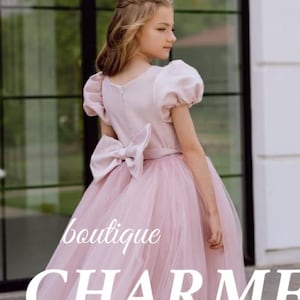 Princess flower girl dress,Girl birthday dress,Satin flower girl dress,Toddler dress,Junior bridesmaid dress,Tutu dress,Ivory girl dress