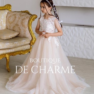 Junior bridesmaid dress,First communion dress,Tulle flower girl dress,Toddler lace dress,Birthday girl dress,Baby dress,Mini bride dress