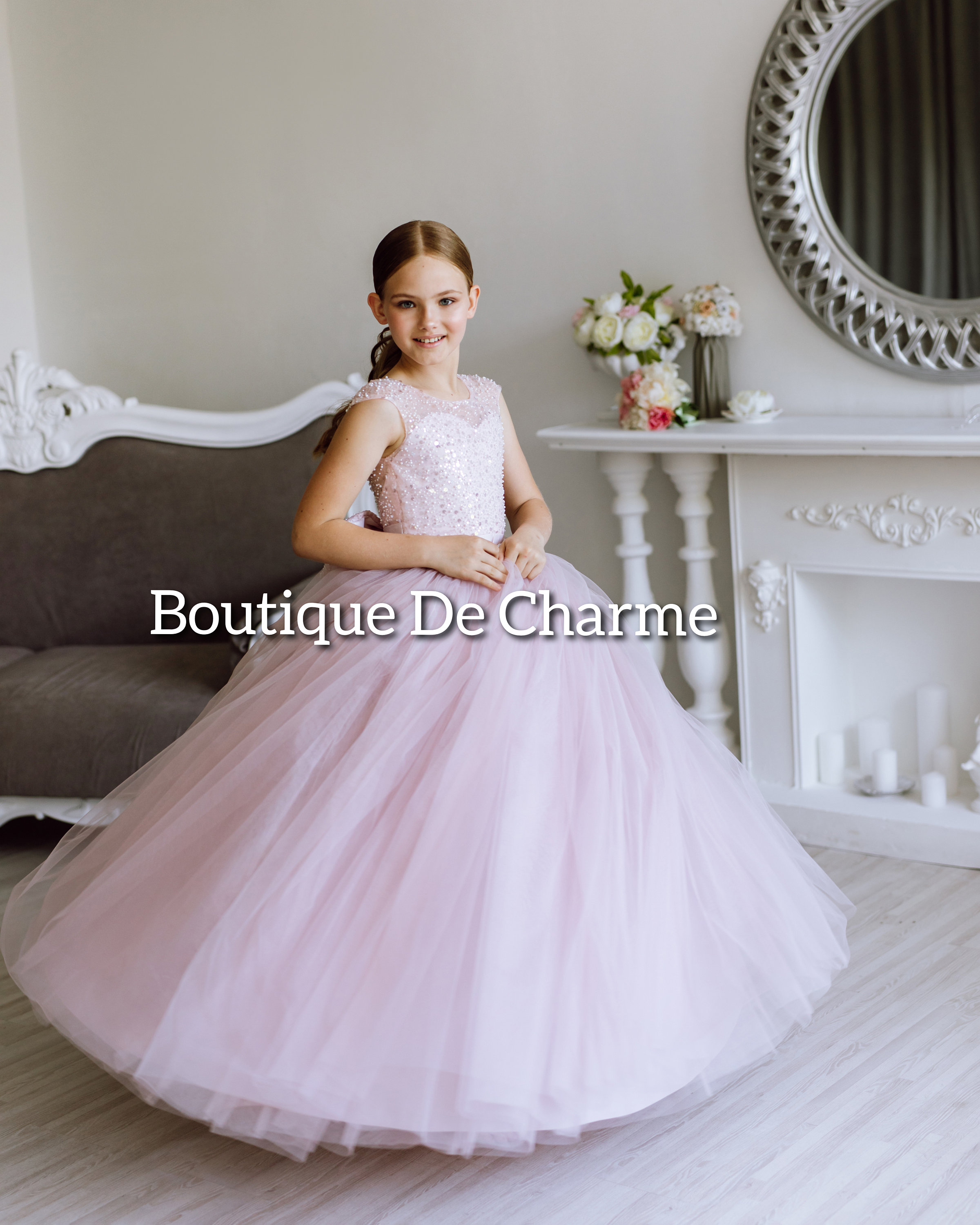 Sequin tulle flower girl dress on sale