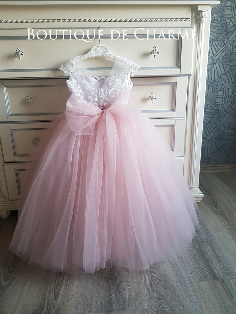 Pink Flower Girl Dress Flower Girl Dress Lace Tulle Girl - Etsy