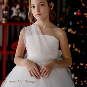 Tutu flower girl dress, Tulle flower girl dress,Girl wedding dress,Ivory flower girl dress,Communion dress,Boho flower girl dress,Baby dress