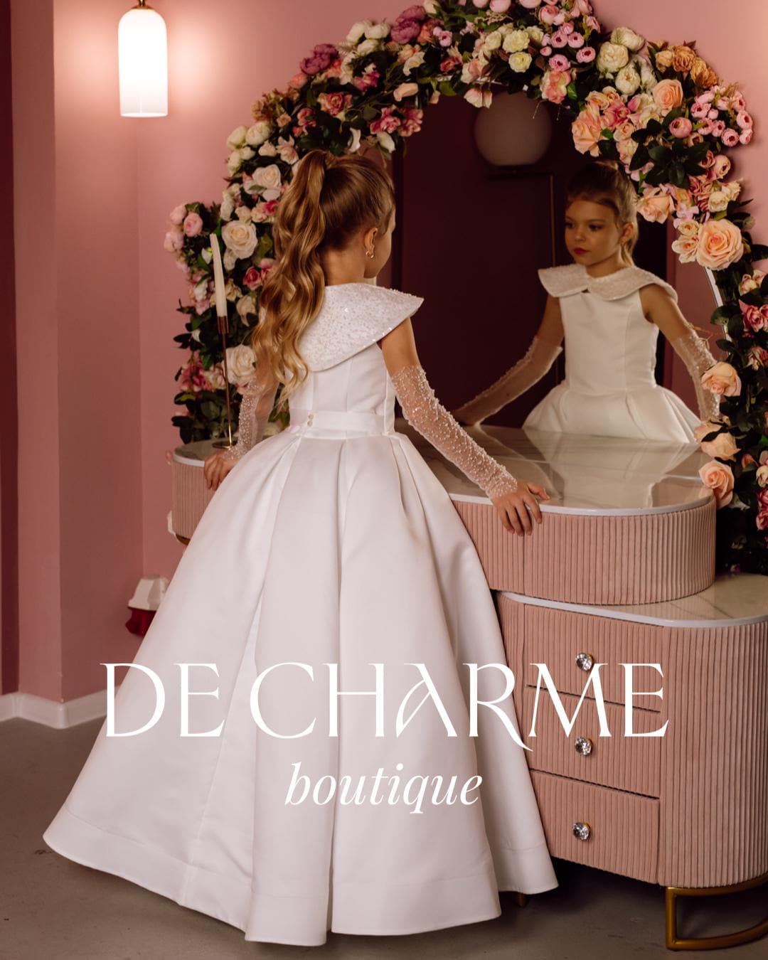 Satin Big Bow Flower Girls Dress Wedding Communion Girls Satin Flower Girl  Dress With Big Bow - Short Sleeve Knee Length Communion Dress First  Communion Dress