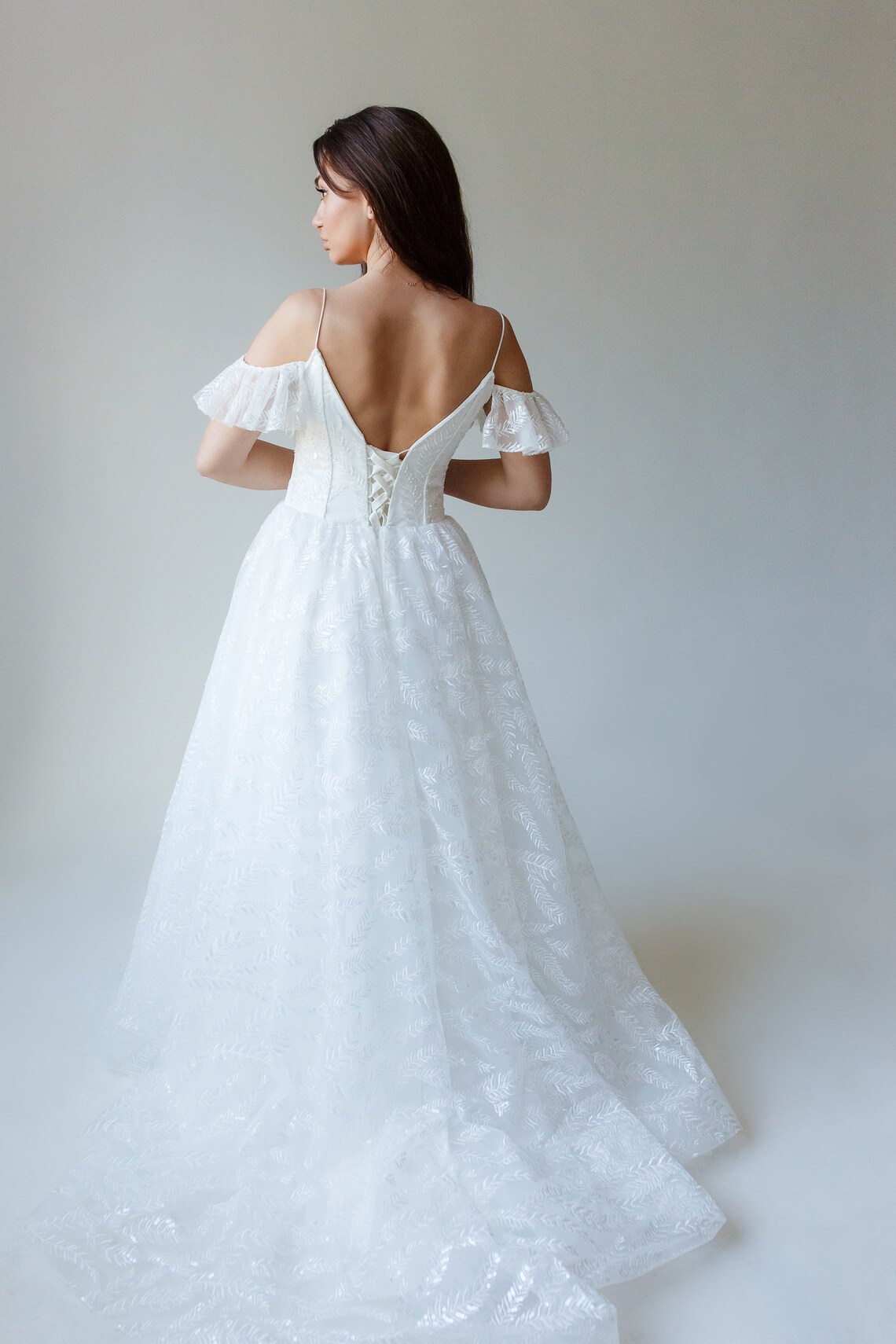 Sequin wedding dress Tulle wedding dress White dress | Etsy