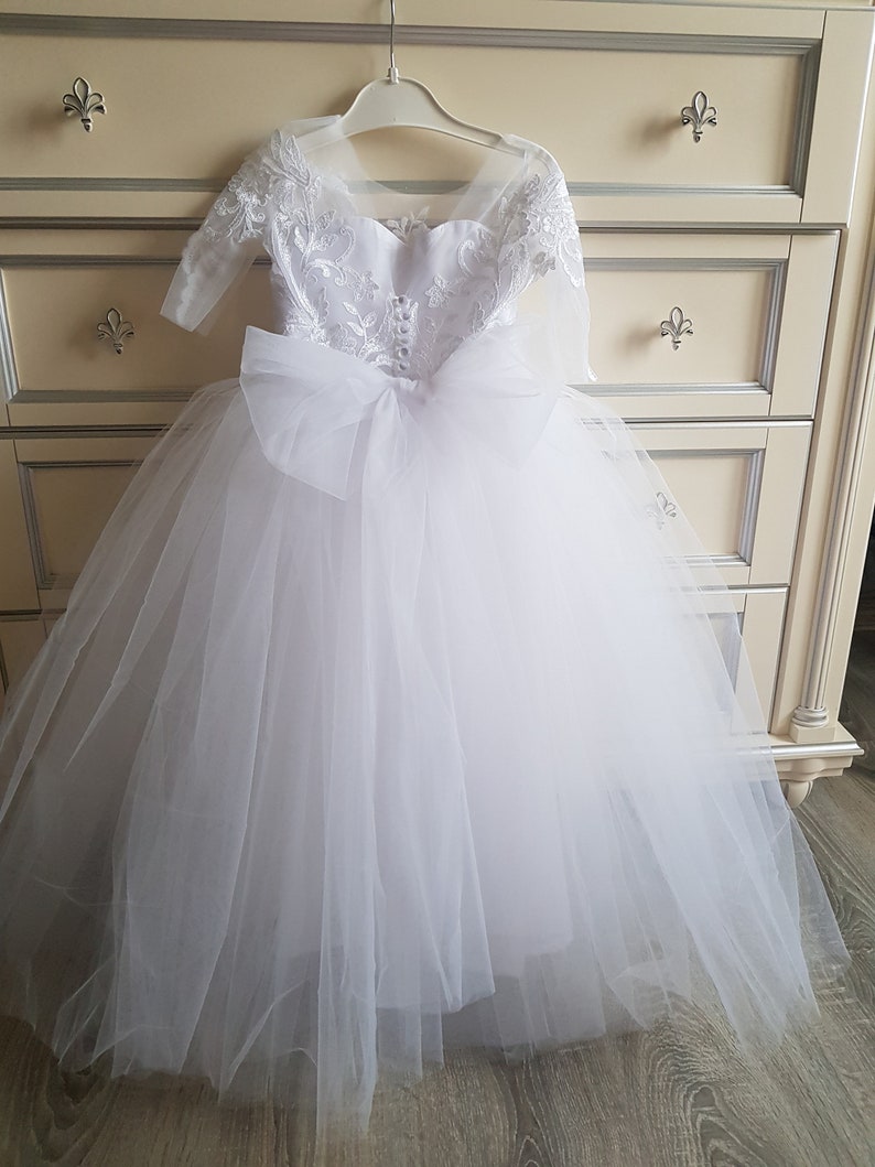 Girl Ball Gown Lace Flower Girl Dress Tulle Flower Girl Etsy