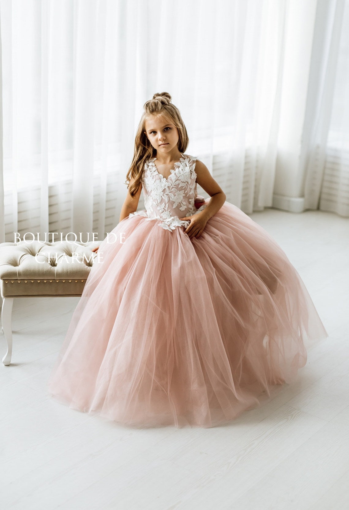 Flower Girl Dressdusty Rose Flower Girl Dresslace and Tulle Etsy