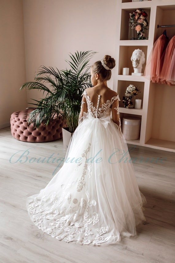  PLwedding Flower Girls Lace Tulle Ball Gowns First Communion  Dresses: Clothing, Shoes & Jewelry