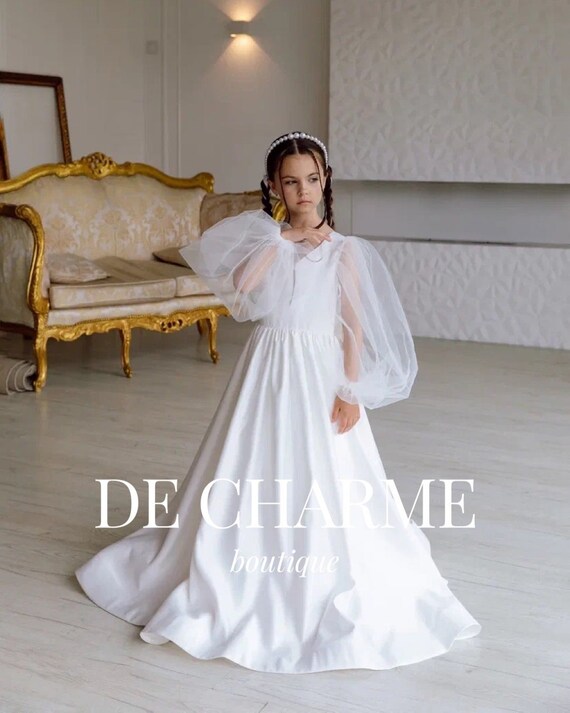 bebe white long sleeve dress Girl White Long Sleeve Stand Collar Lace Princess Dresses Baby Girl Formal Dresses