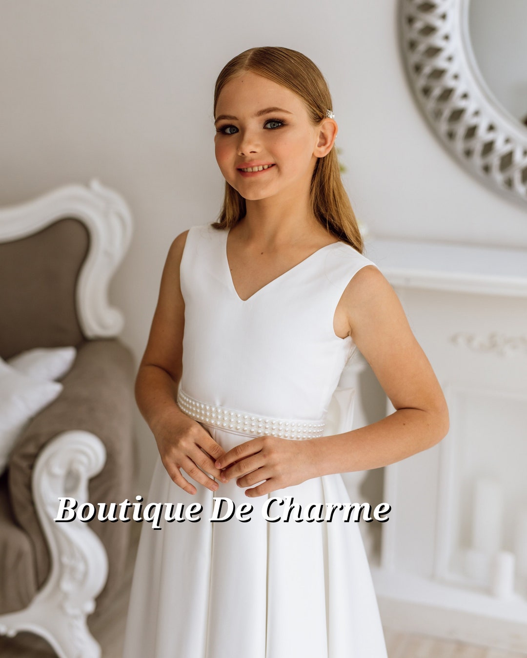 Rustic Flower Girl Dress, Satin Flower Girl Dress, Dress for Baby Girl