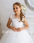 Lace flower girl dress Tutu dress Girl wedding dress Girl party dress Ivory flower girl dress Tulle flower girl dress Holy communion dress