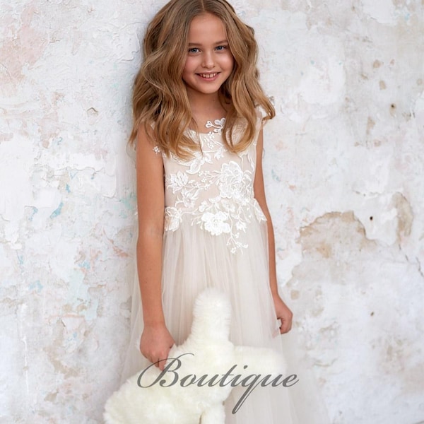 Preorder allow 6 to 8 week New lace you glow girl gown in soft embroidery lace ivory dress gown