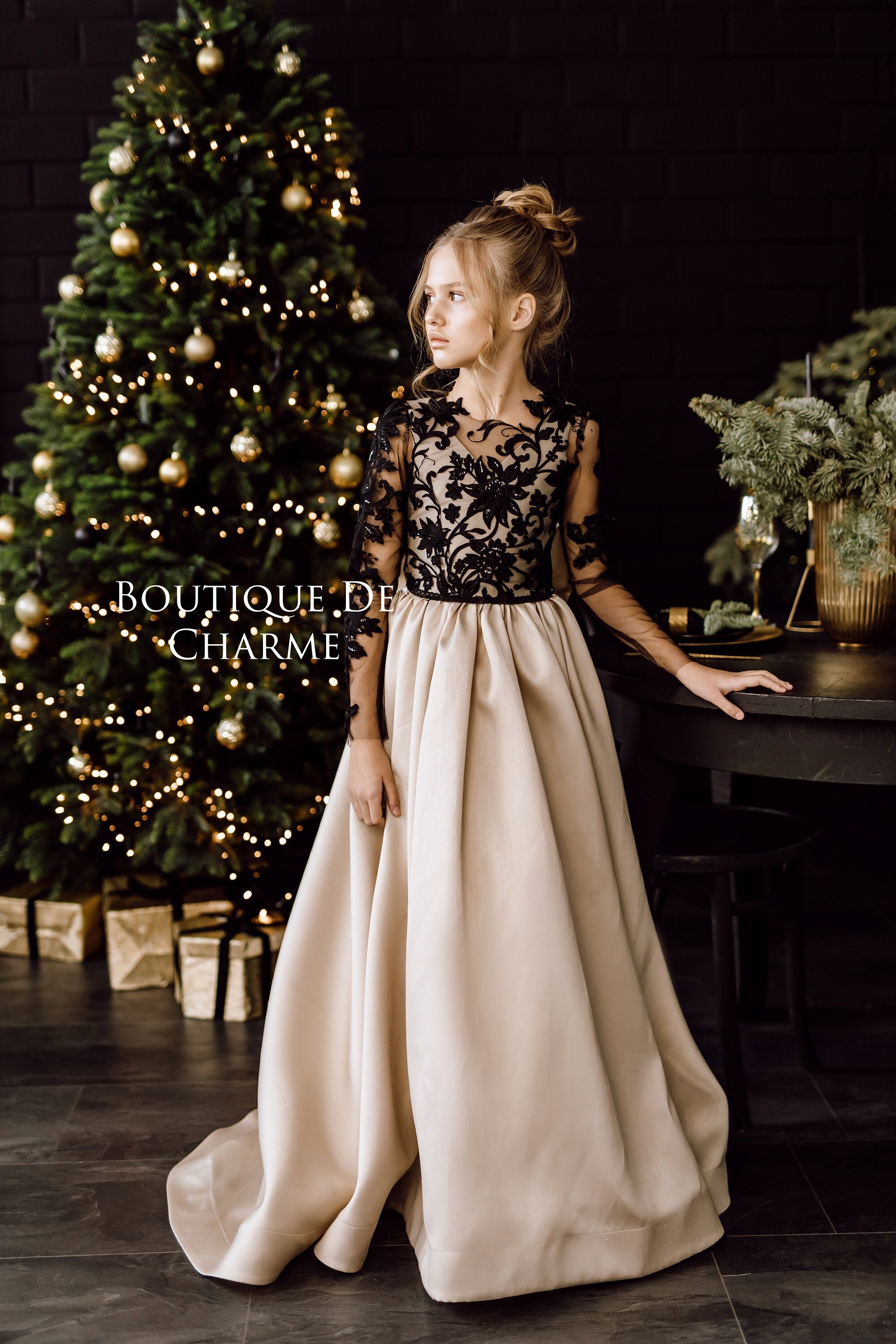 Baby Girl Black and Gold Dress Etsy Canada