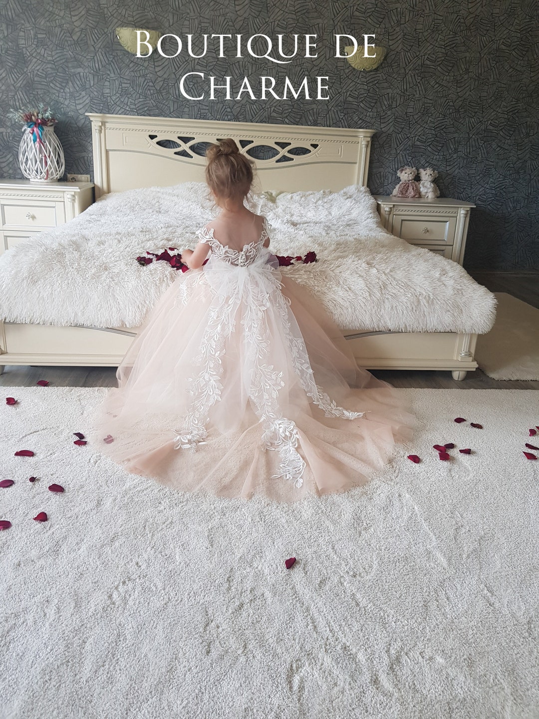 Dreamy White Tulle & Lace Flower Girl Dress main image 1