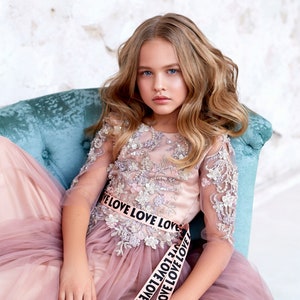 Girls dress,Flower girl dress tulle,First communion dress,Lace flower girl dress,Ivory flower girl dress,Boho flower girl dress