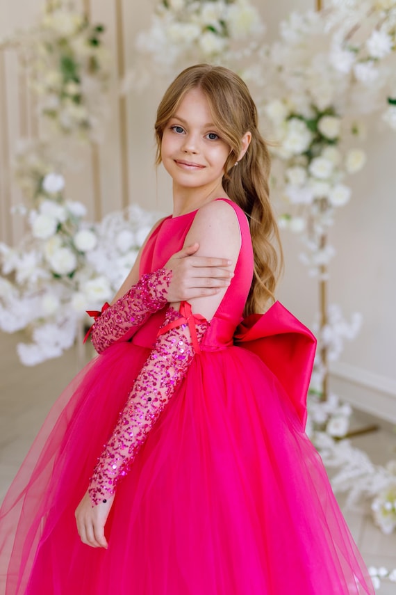 formal girl dresses Tip Top 7040 Long Glitter Lace Girls Pageant Dress Formal Flower Girl Gown Detachable Cape 8 / Sky Blue main image 0