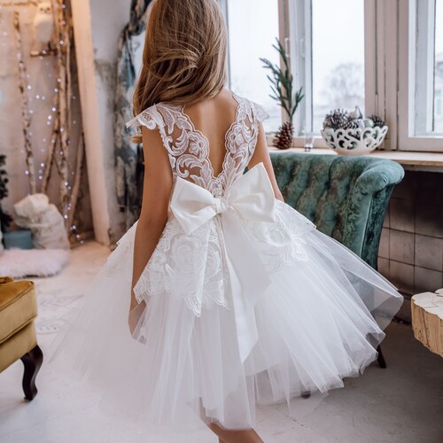 White Tulle Formal Flower Girl Dress for Special Occasion | Etsy