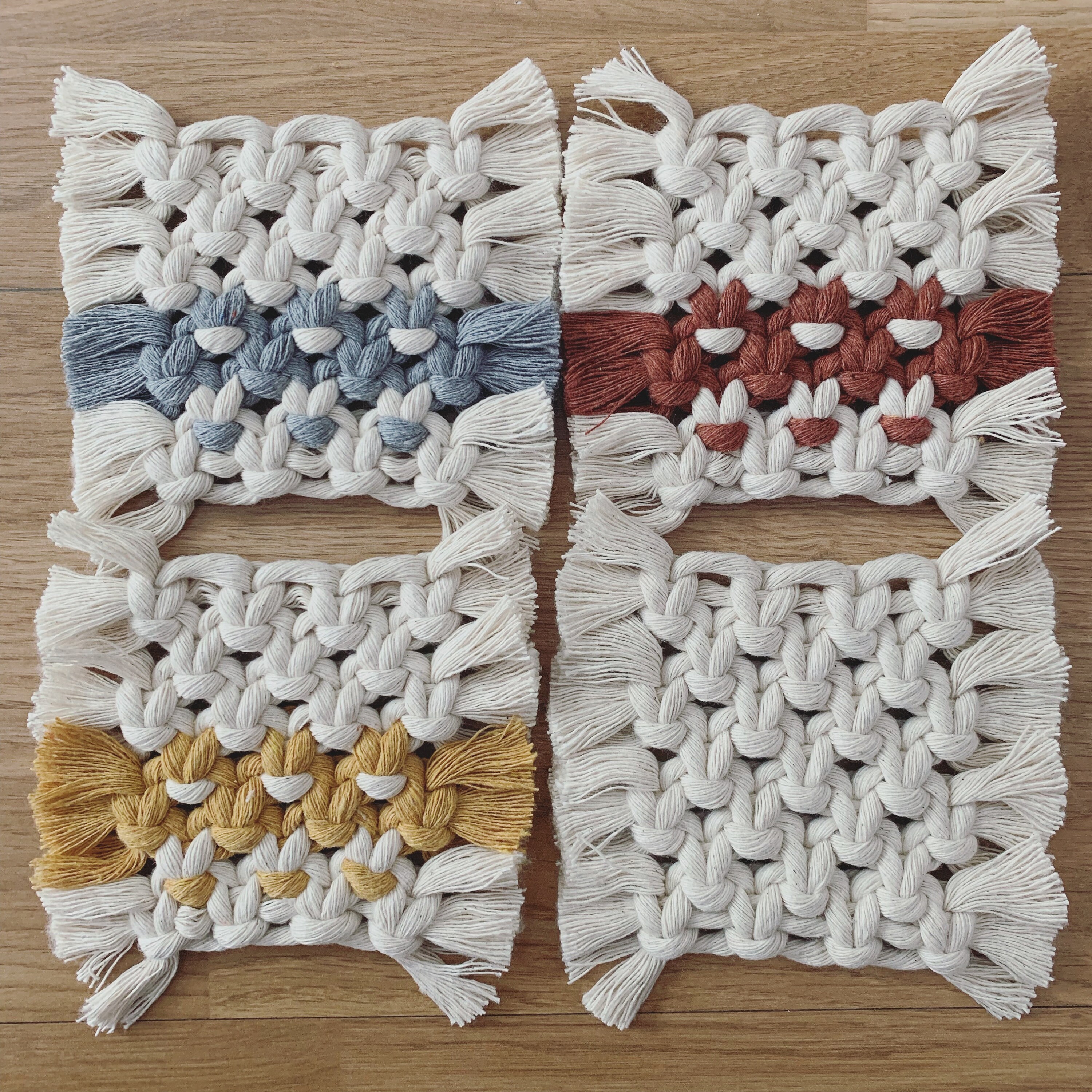Square Macrame Coasters Etsy