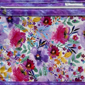 Watercolor Garden Project Bag for WiP/Cross Stitch/Needlepoint/Wool Felt Applique/Quilting/Blythe