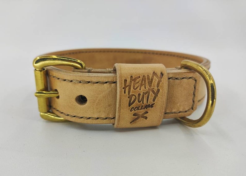 Write whatever you want Collar in leather and brass. CUSTOMIZABLE handcrafted. Hand-sewn image 2