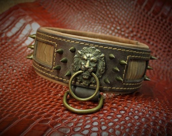 COLLAR heavy duty collars Italian lion dogs large size leather collar resistant collar in real genuine leather leather