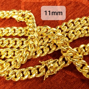 11mm 10K Miami Cuban Link Chain Necklace Box Clasp Real 10K Yellow Gold