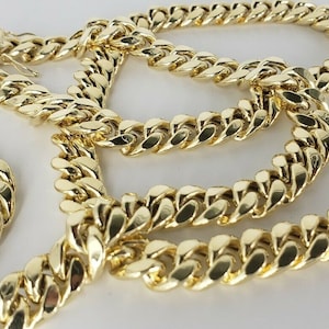 10K Yellow Gold 10mm Real Miami Cuban Link Chain Necklace Chain 2030 - Etsy