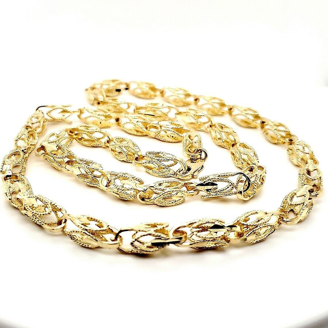 10K Yellow Gold 3D Turkish Rope Fancy Link 6mm Chain Necklace Etsy