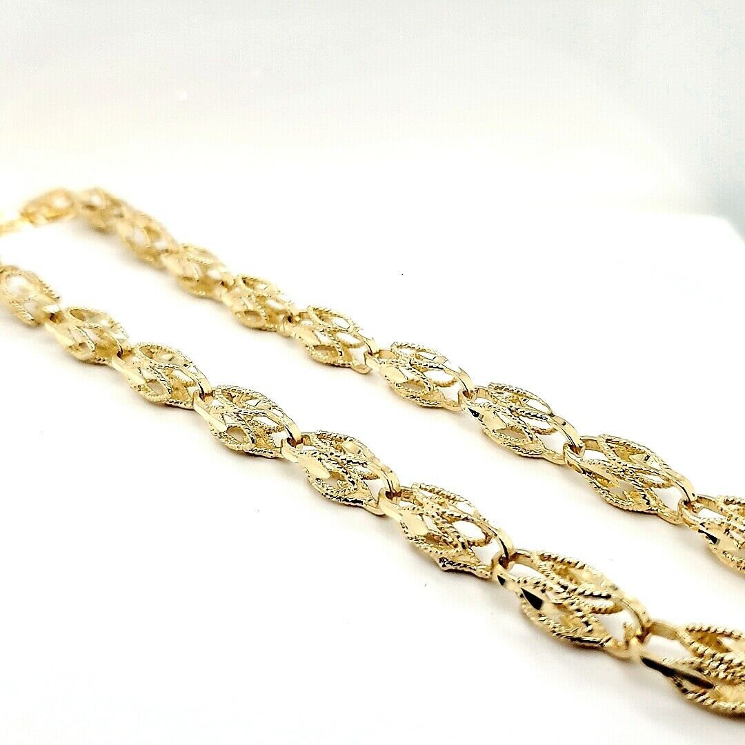 10K Yellow Gold 3D Turkish Rope Fancy Link 6mm Chain Necklace | Etsy