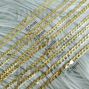 10K Yellow Gold Cuban Curb Chain Necklace 16"- 30" Link Chain 2.5mm-7mm