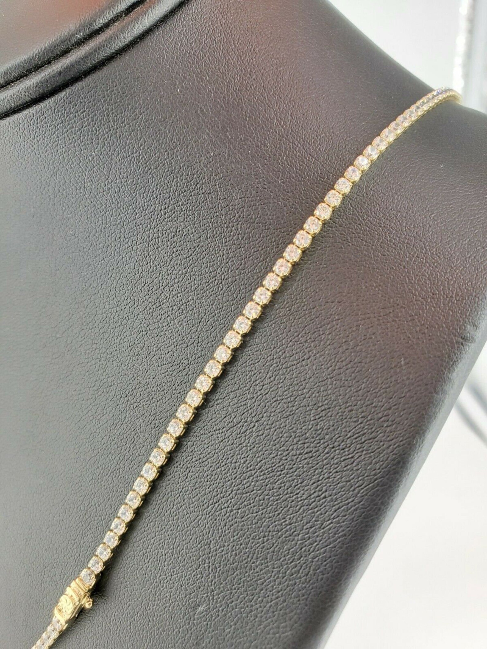 10k Genuine Yellow Gold 2mm Tennis Chain Bracelet Necklace Etsy