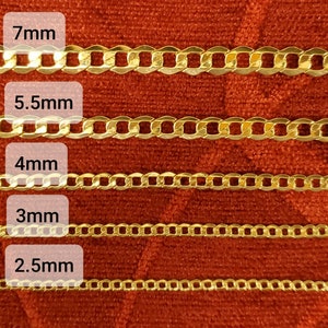 10K Yellow Gold Cuban Link Chain Necklace 16" 18" 20" 22" 24" 26" 30" Curb Chain