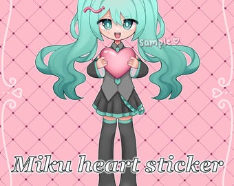 Hatsune Miku Heart Sticker - 2 in Vinyl Sticker