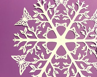 Handmade Handcut Paper Snowflake Butterfly Metamorphosis