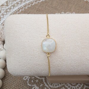 Rainbow Moonstone, Adjustable Slider Bracelet, Fertility Bracelet for Women, Congratulations Pregnancy Gift, First Time Mom Gift