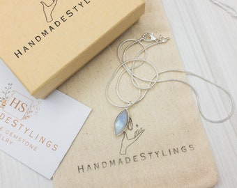 Moonstone Fertility Necklace with Silver Chain, IVF Mothers Day Gifts, Rainbow Moonstone Fertility Presents
