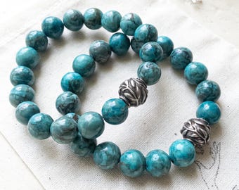 Blue Crazy Lace Calcite Bracelet, Rare Crystal for Inner Peace and Clarity, High-Vibe Energy Jewelry, Luxe Gift for Strength and Balance
