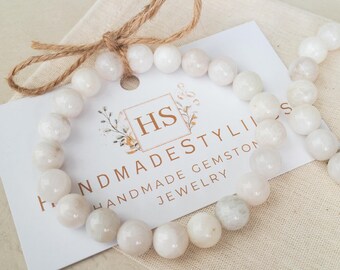 Moonstone Bracelet for New Beginnings – Symbolic Crystal Jewelry, Gift for Women, Baby Shower or Motherhood Journey, Raw Gemstone Design