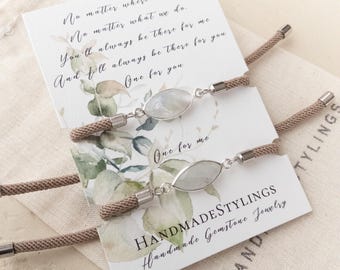 Moonstone Matching Friendship Bracelets – Adjustable Gemstone Jewelry for Best Friends, Meaningful Gifts for Long-Distance Friends