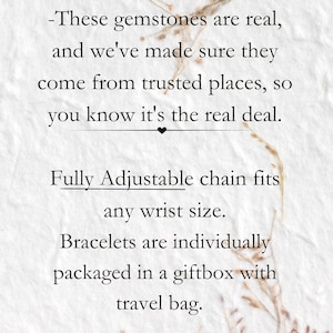 These Gemstones are real and I make sure they come from trusted places so you know its the real deal. Bracelets are individually packed in a gift box with drawstring bag.