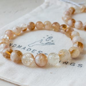 Citrine Crystal Bracelet – Yellow Gemstone Beads, Minimalist Jewelry for Optimism & Confidence, Handmade Gift for Confidence Boost