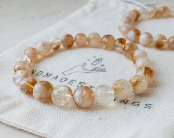 Citrine Crystal Bracelet – Yellow Gemstone Beads, Minimalist Jewelry for Optimism & Confidence, Handmade Gift for Confidence Boost