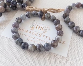 Blue Lepidolite Crystal Bracelet, Inner Horizon Design — Beaded Gemstone Jewelry for Clarity, Perspective & Personal Growth, Gemstone Gift