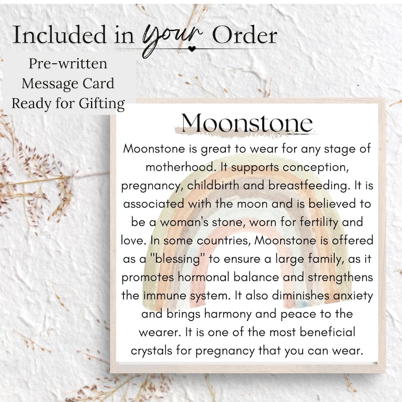 Moonstone Bracelet for New Beginnings – Gift for Pregnancy Journey, Motherhood Keepsake, Raw Crystal Jewelry, Inner Calm & Intuitive Wisdom image 2