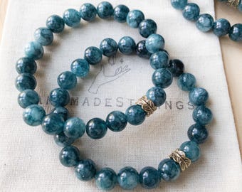 Apatite Crystal Bracelet for Women, Blue Gemstone Stretch Bracelet, Gift for Calm Energy, Focused Mindset, Mindful Living & Feminine Vibes